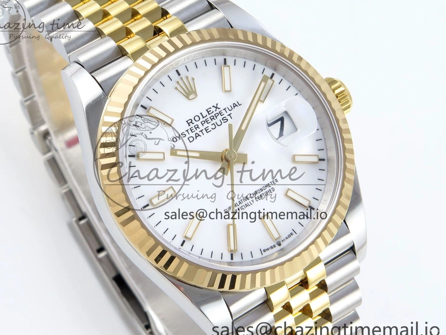 MiroTime 0126 DateJust 36 126233 EWEF Best Edition White Dial Stick Marker on SS YG Jubilee Bracelet A Affordable 618